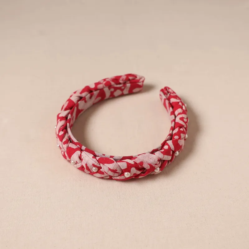 Red - Fabart Braided Hair Band with Bead Work 39 sold by Itokri