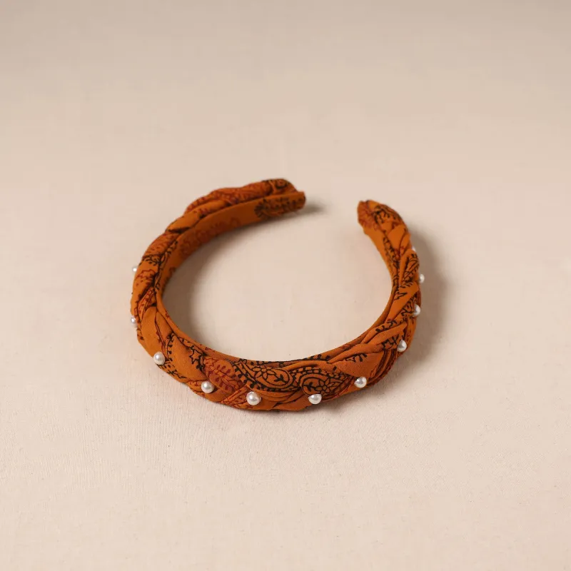 Orange - Fabart Braided Hair Band with Bead Work 36 sold by Itokri