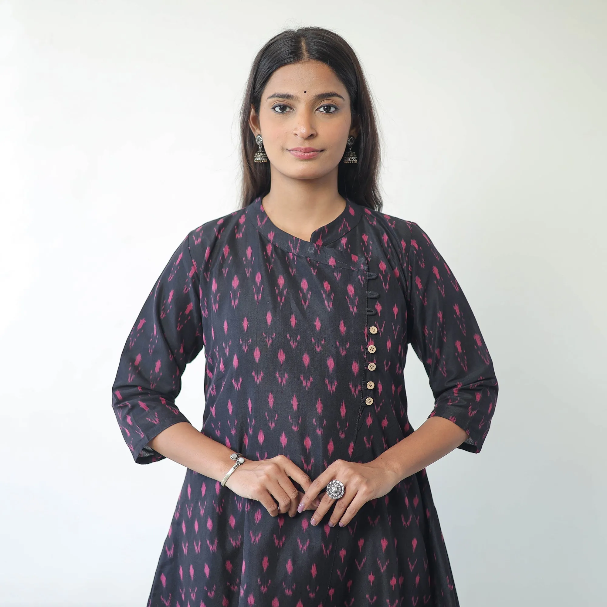 Blue - Mercerised Cotton Pochampally Ikat Kurta (A-Line) 05 sold by Itokri