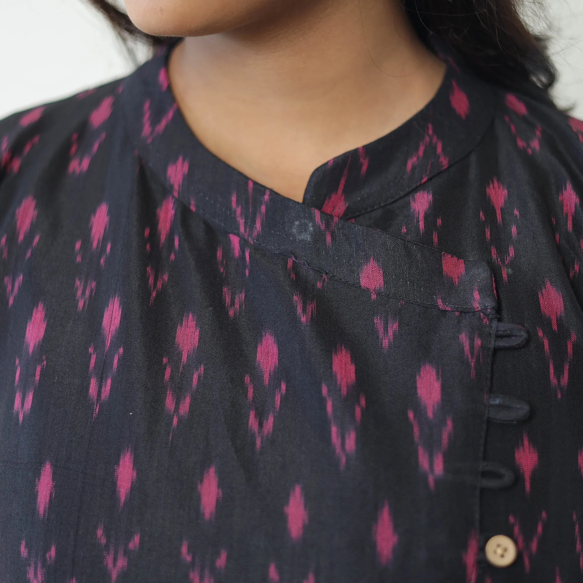 Blue - Mercerised Cotton Pochampally Ikat Kurta (A-Line) 05 sold by Itokri product image thumbnail 5