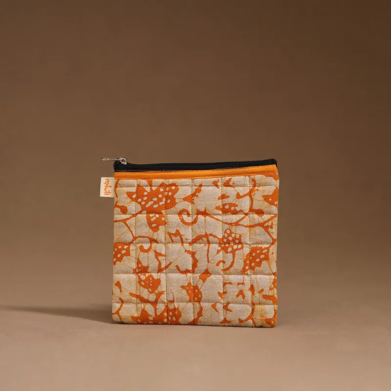 Orange - Handmade Quilted Utility Pouch 17 sold by Itokri