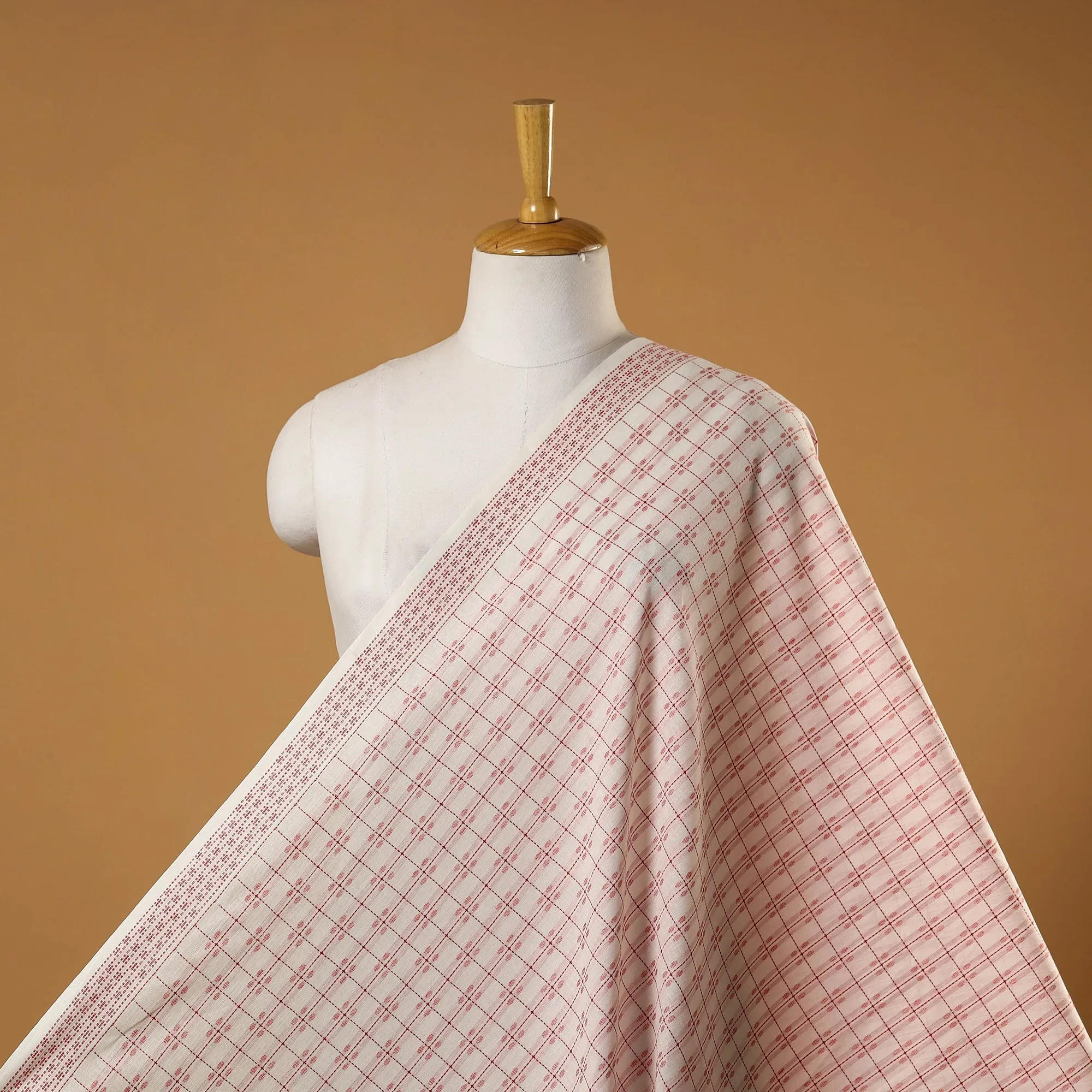 White - Prewashed Cotton Jacquard Fabric 34 sold by Itokri
