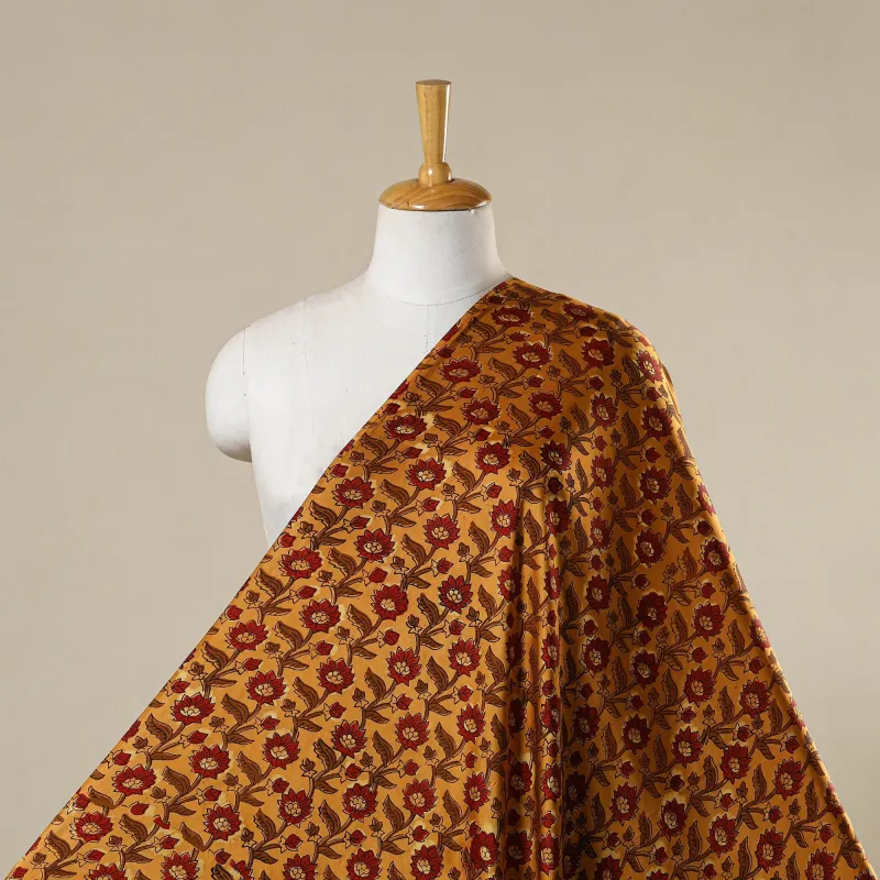 Yellow - Natural Dyed Bagru Print Modal Silk Fabric 05 sold by Itokri