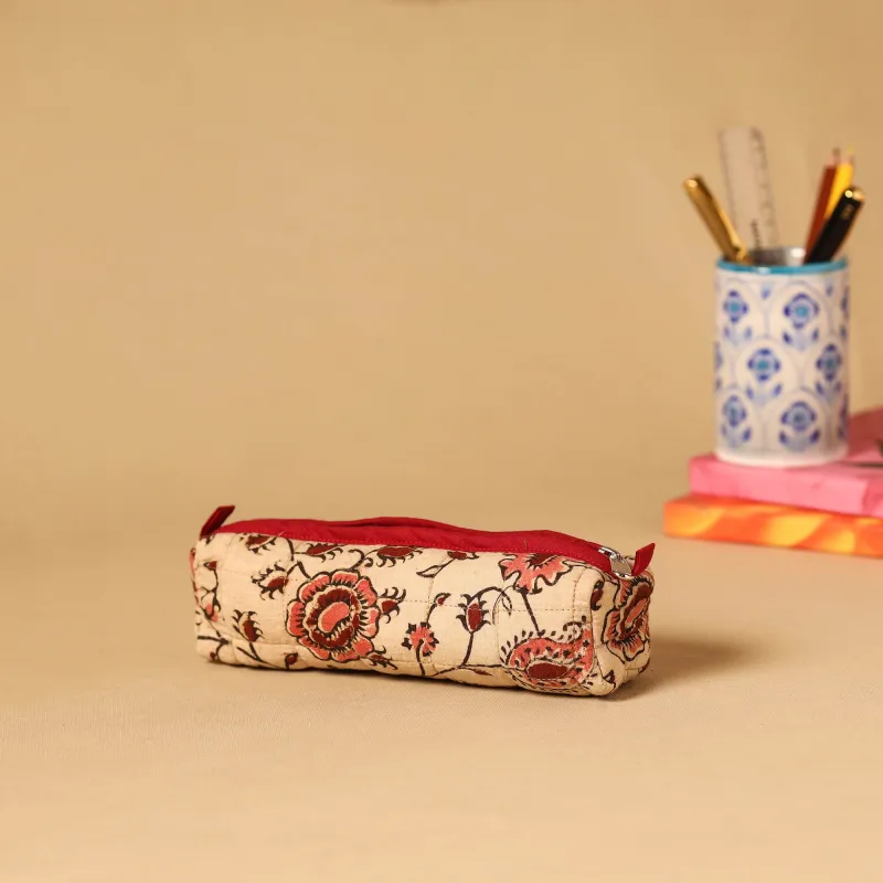 Beige - Handcrafted Quilted Pencil Pouch 10 sold by Itokri