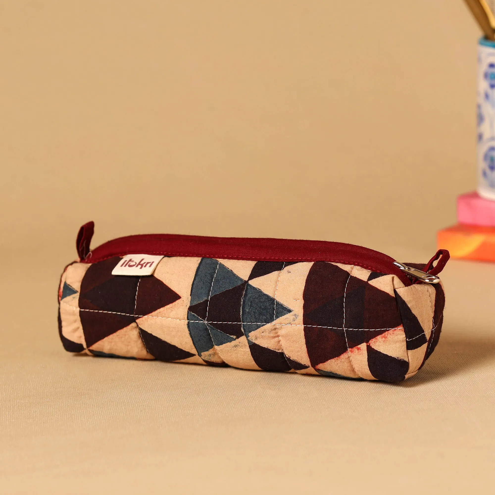 Multicolor - Handcrafted Quilted Pencil Pouch 06 sold by Itokri product image thumbnail 2