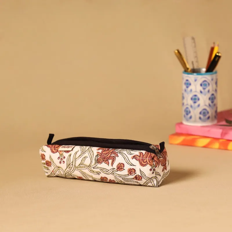White - Handcrafted Quilted Pencil Pouch 05 sold by Itokri