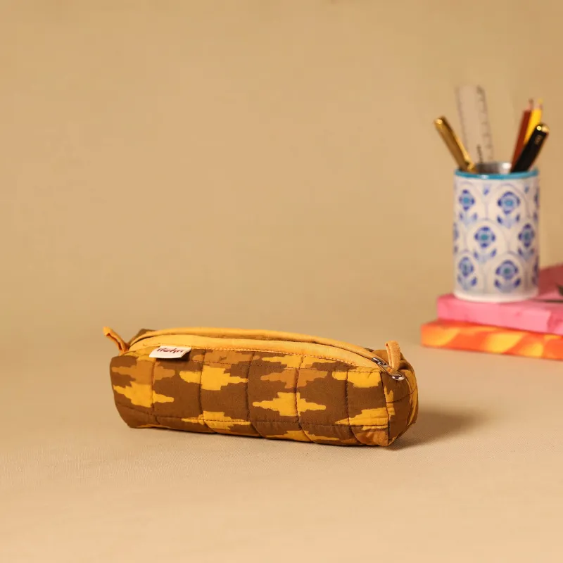 Brown - Handcrafted Quilted Pencil Pouch 02 sold by Itokri