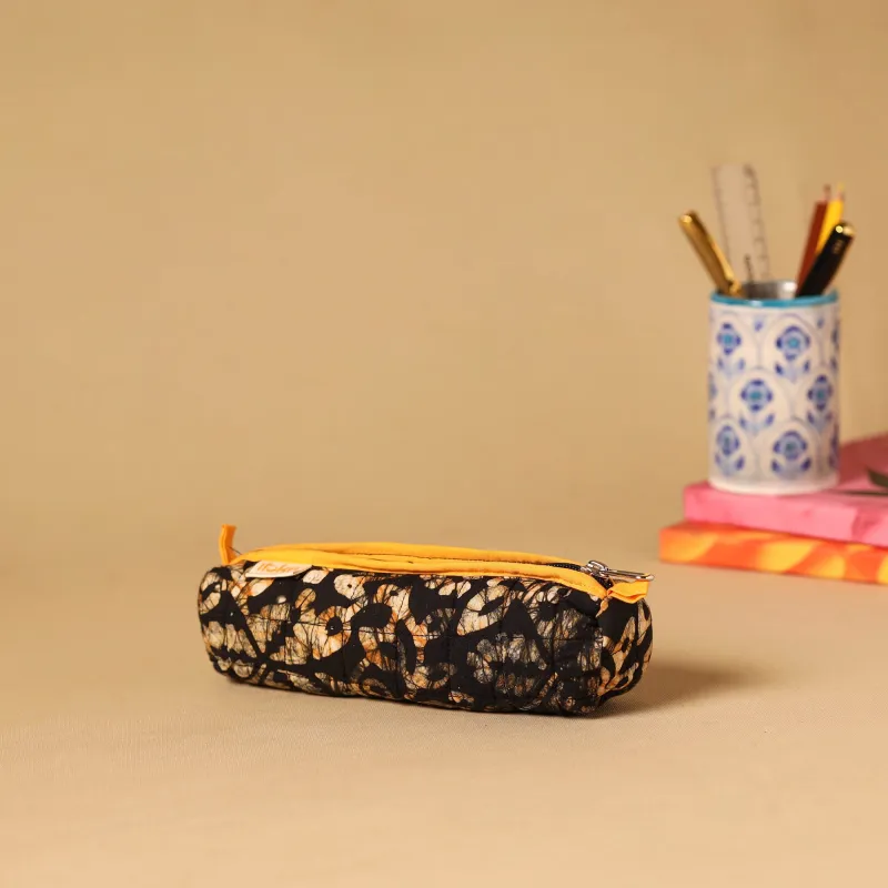 Black - Handcrafted Quilted Pencil Pouch 03 sold by Itokri
