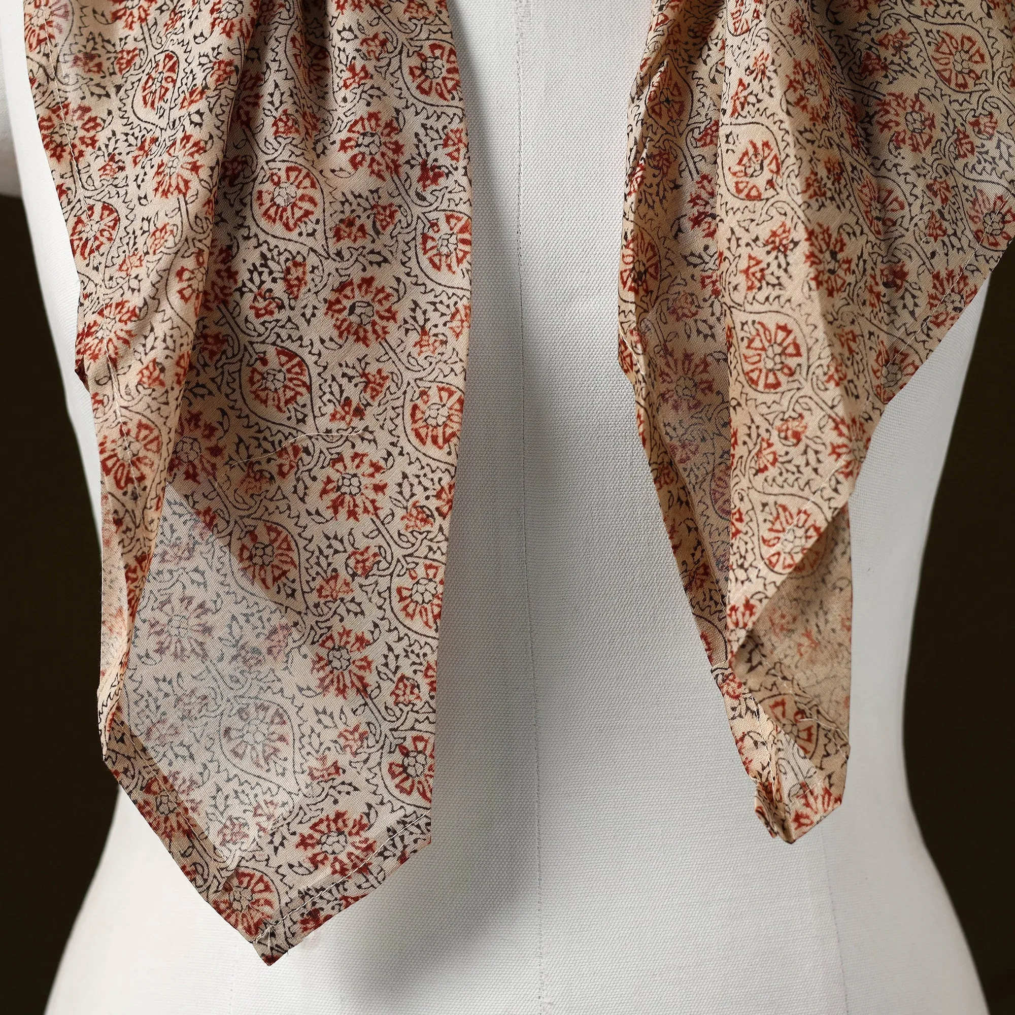 Beige - Kalamkari Block Print Chanderi Silk Brooch Scarf 13 sold by Itokri product image thumbnail 2