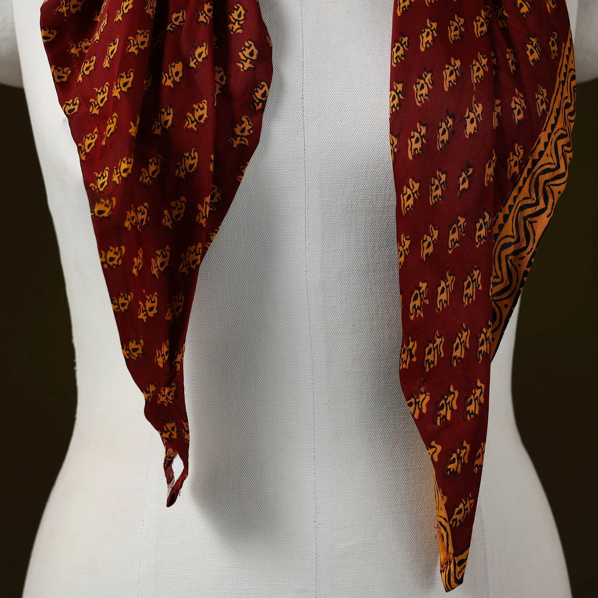 Red - Bagh Block Print Modal Silk Brooch Scarf 76 sold by Itokri product image thumbnail 2