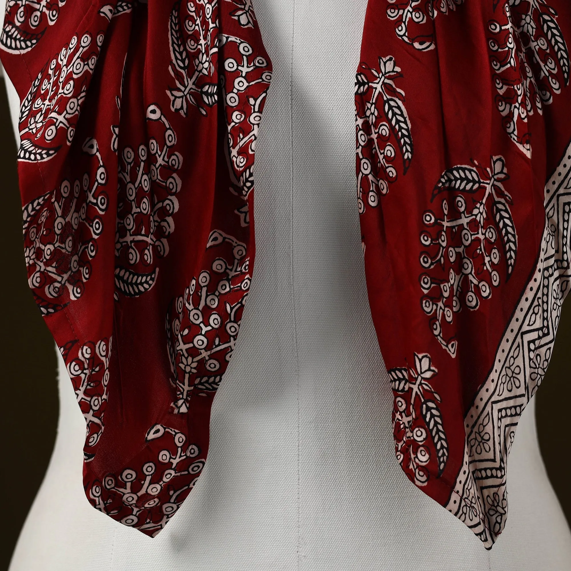 Red - Bagh Block Print Modal Silk Brooch Scarf 64 sold by Itokri product image thumbnail 2