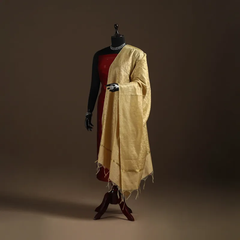 Yellow - Zari Work Banarasi Silk Dupatta 03 sold by Itokri