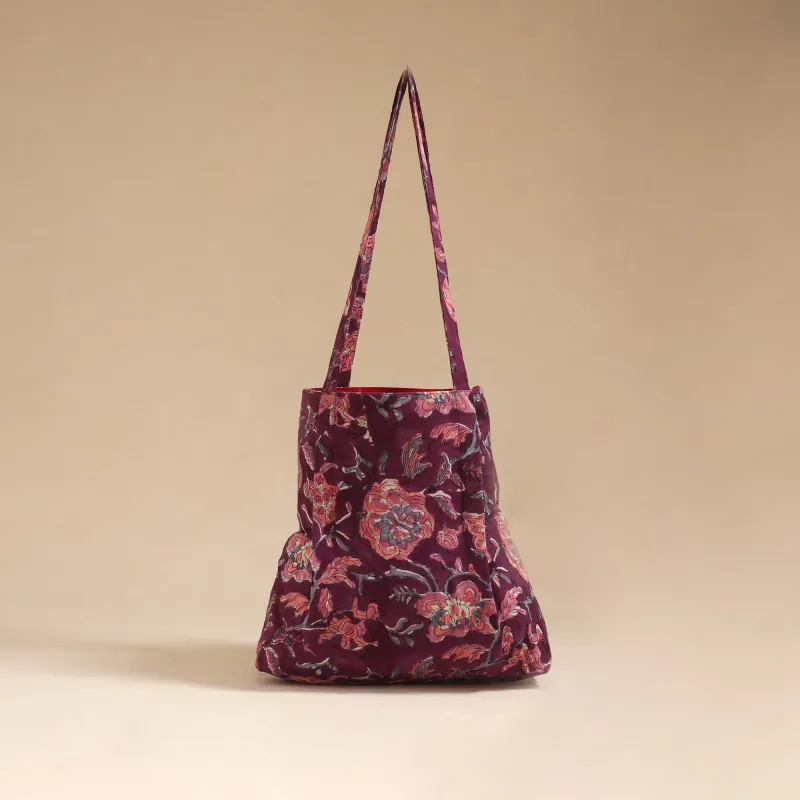 Purple - Handcrafted Fabric Jhola Bag 45 sold by Itokri