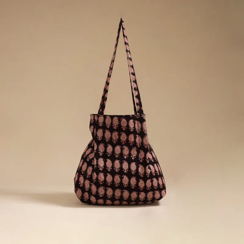 Black - Handcrafted Fabric Jhola Bag 19 sold by Itokri