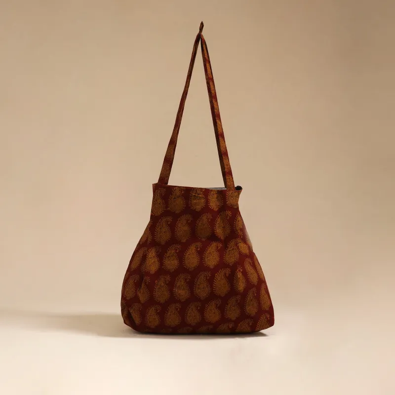 Maroon - Handcrafted Fabric Jhola Bag 17 sold by Itokri