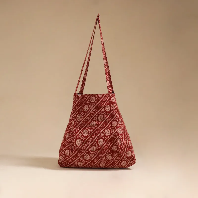 Red - Handcrafted Fabric Jhola Bag 12 sold by Itokri