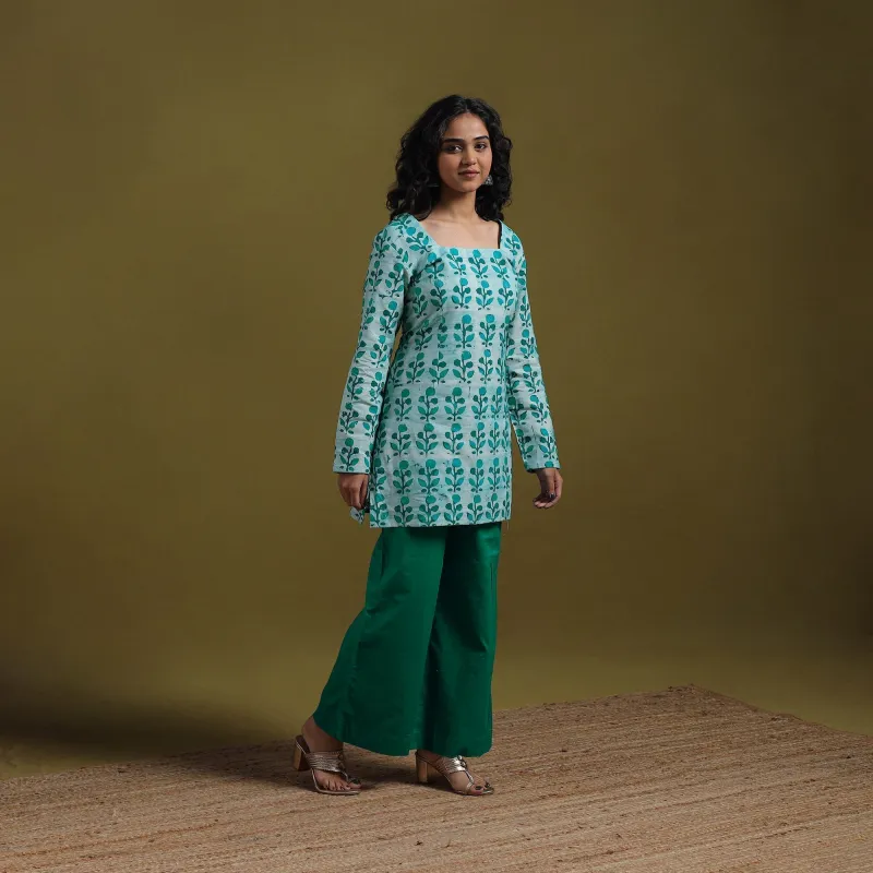 Green - Cotton Hand Block Batik Print Short Kurta for women 02 sold by Itokri