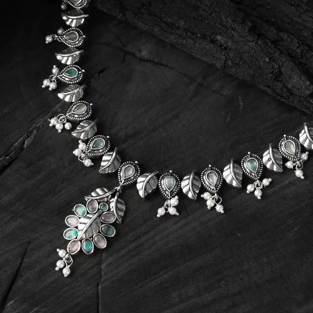 Multicolor - Saanjh Bela Leaves Oxidised Necklace Set sold by Itokri product image thumbnail 3