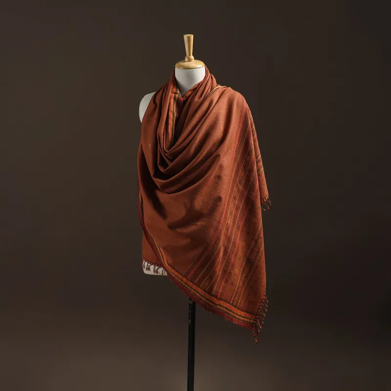 Brown - Kutch Handwoven Merino Wool Shawl 15 made by Itokri