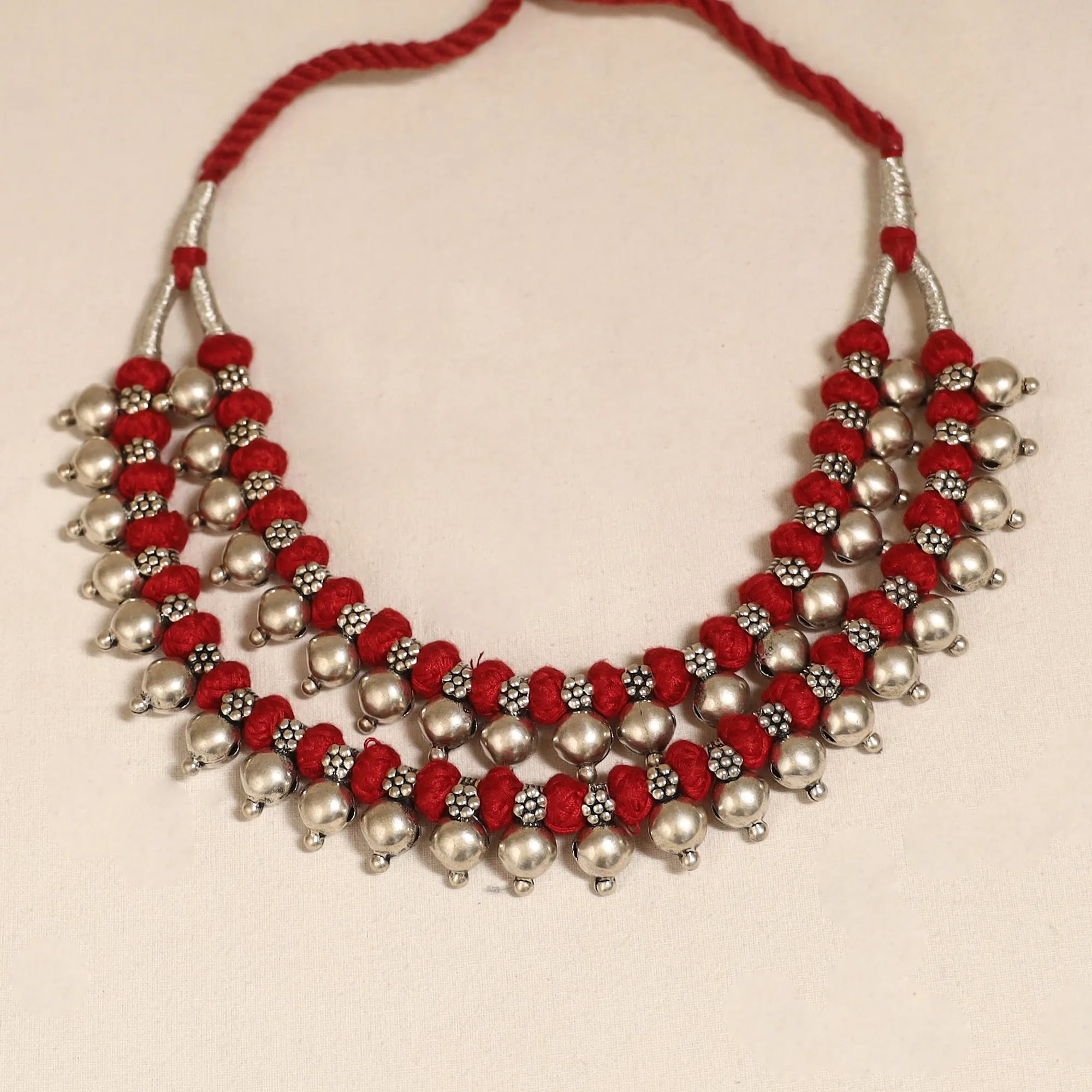 Red - Patwa Thread Beads Necklace by Kailash Patwa 04 sold by Itokri product image thumbnail 3