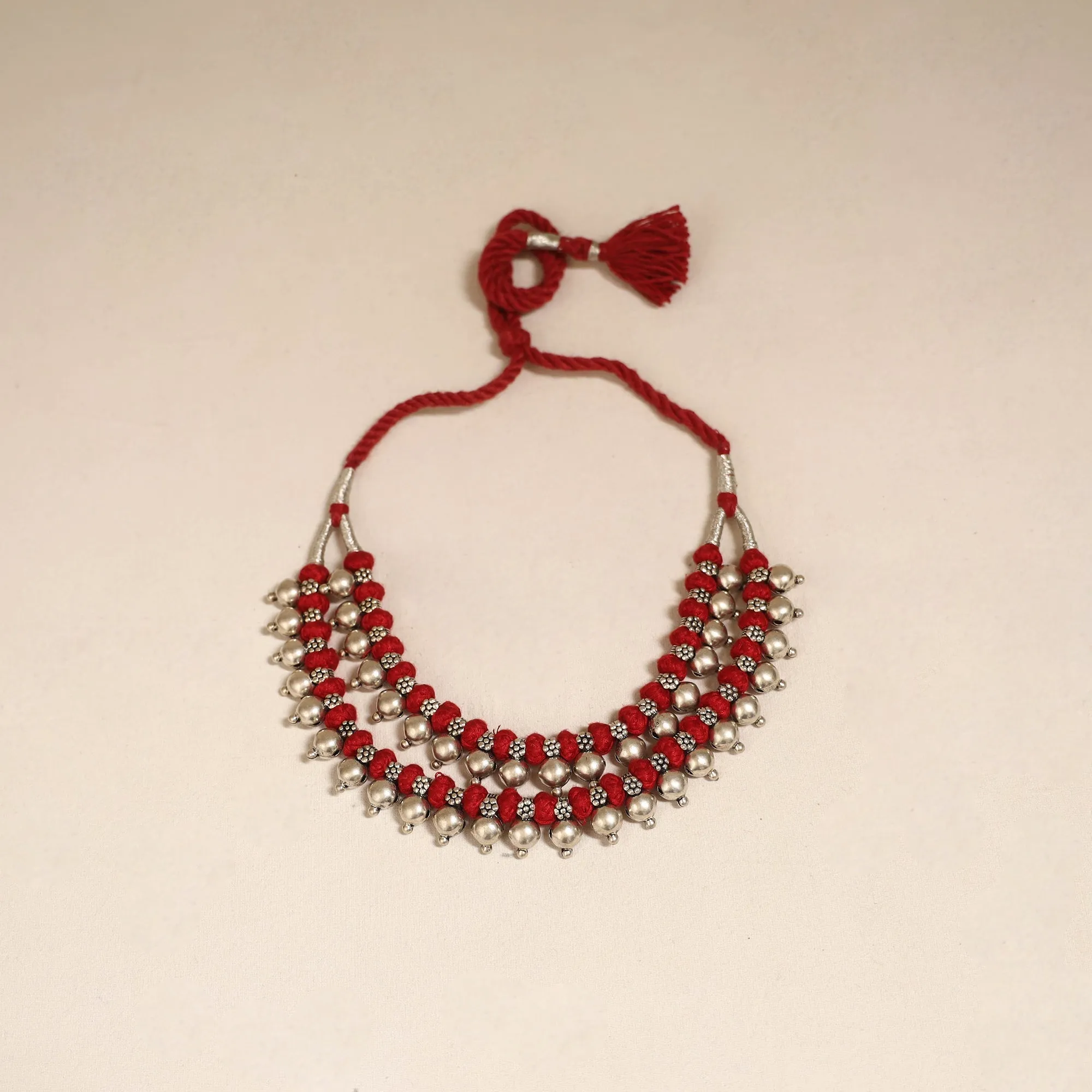 Red - Patwa Thread Beads Necklace by Kailash Patwa 04 sold by Itokri product image thumbnail 2