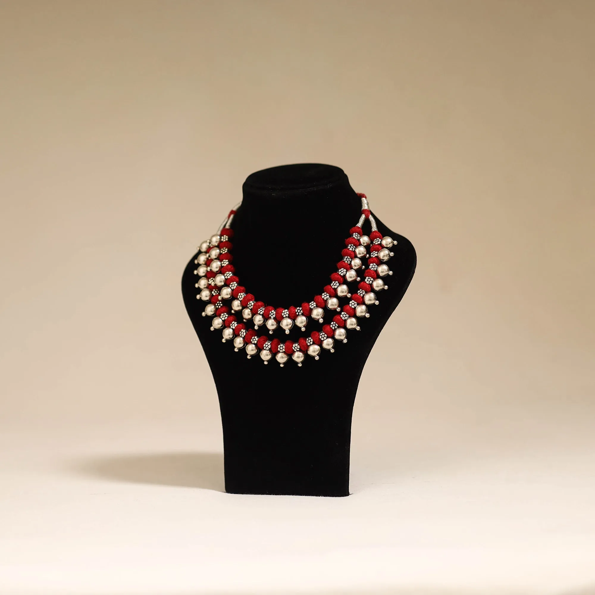 Red - Patwa Thread Beads Necklace by Kailash Patwa 04 sold by Itokri