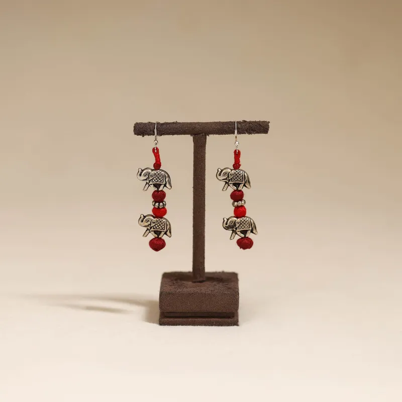 Red - Patwa Thread Beads Earrings by Kailash Patwa 37 made by Itokri