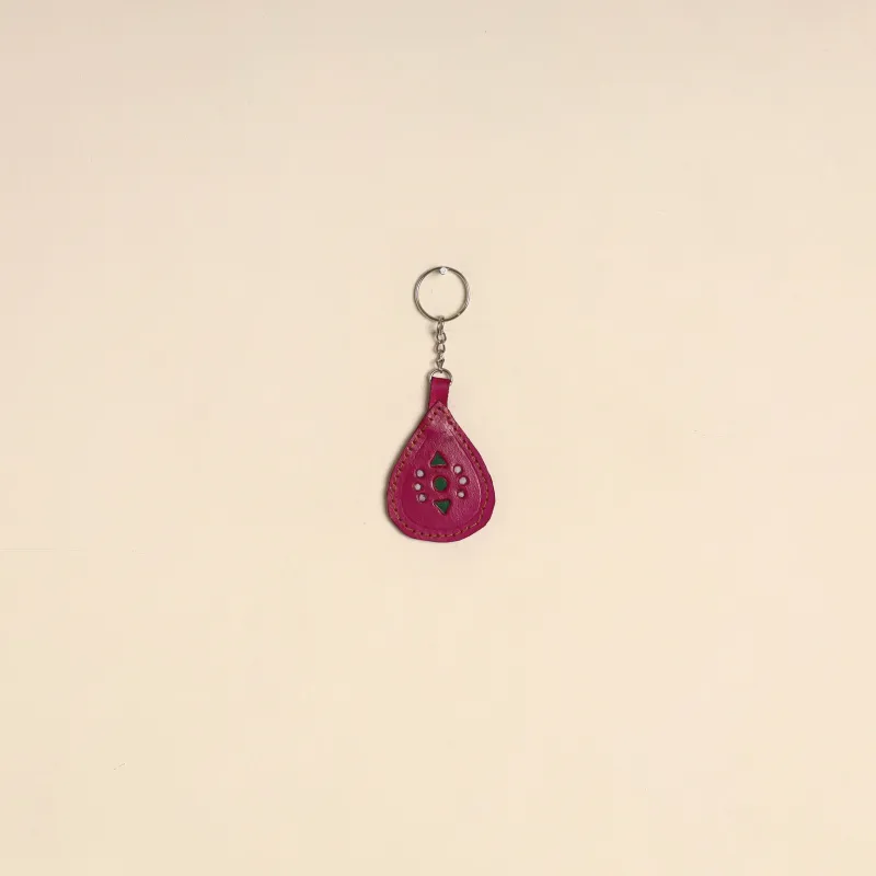 Pink - Handcrafted Kutch Leather Keychain 01 sold by Itokri