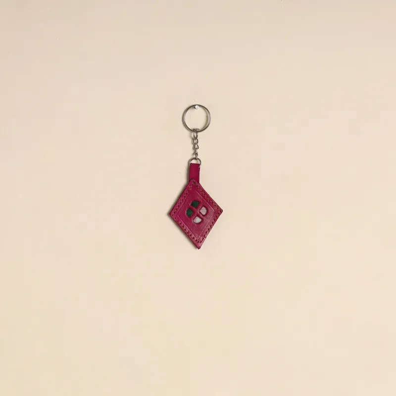 Pink - Handcrafted Kutch Leather Keychain 02 sold by Itokri