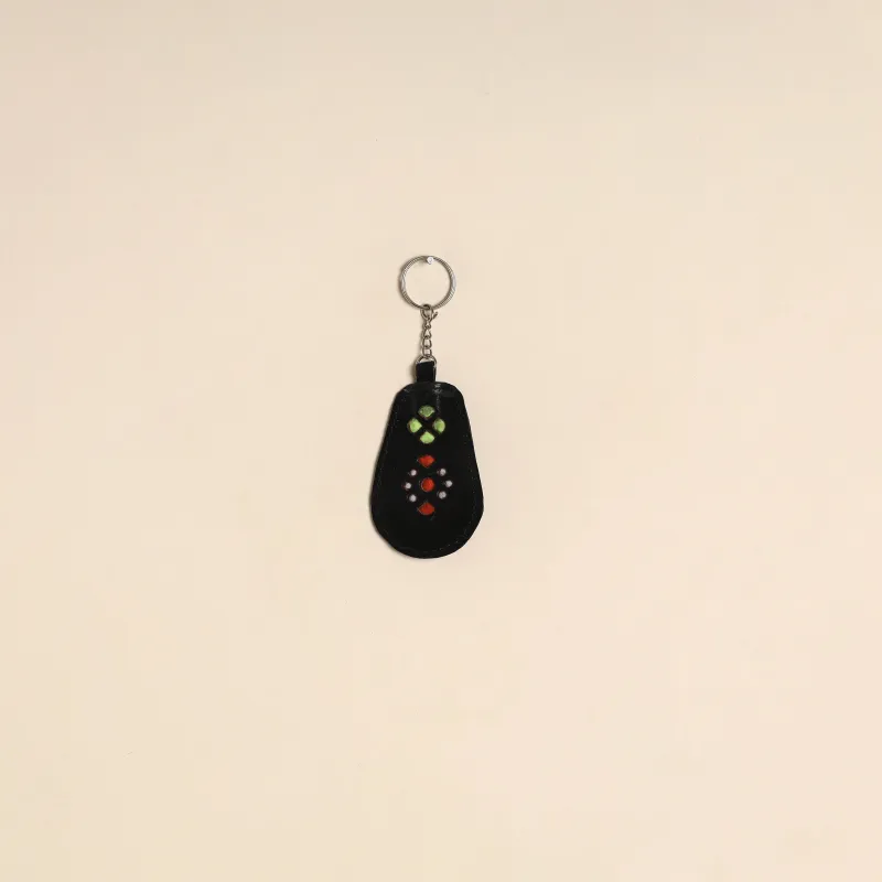 Black - Handcrafted Kutch Leather Keychain 03 sold by Itokri