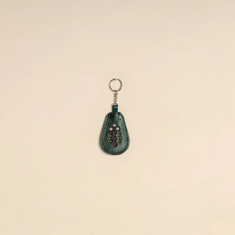Green - Handcrafted Kutch Leather Keychain 06 sold by Itokri