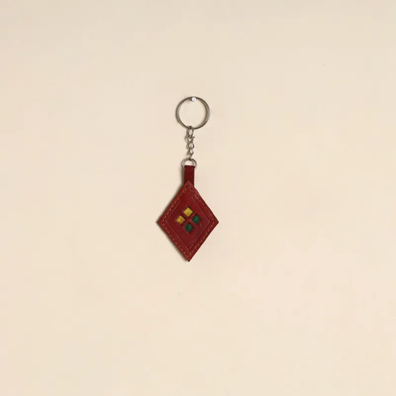 Maroon - Handcrafted Kutch Leather Keychain 15 sold by Itokri