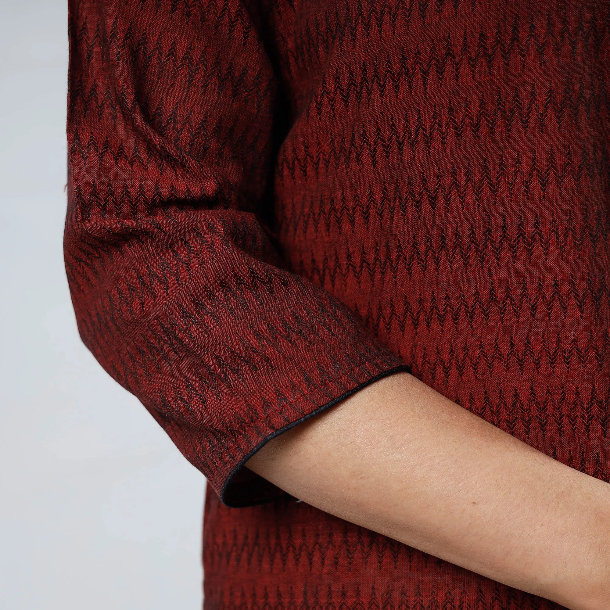 Dark Maroon - Cotton Straight Jacquard Kurta 15 sold by Itokri product image thumbnail 5