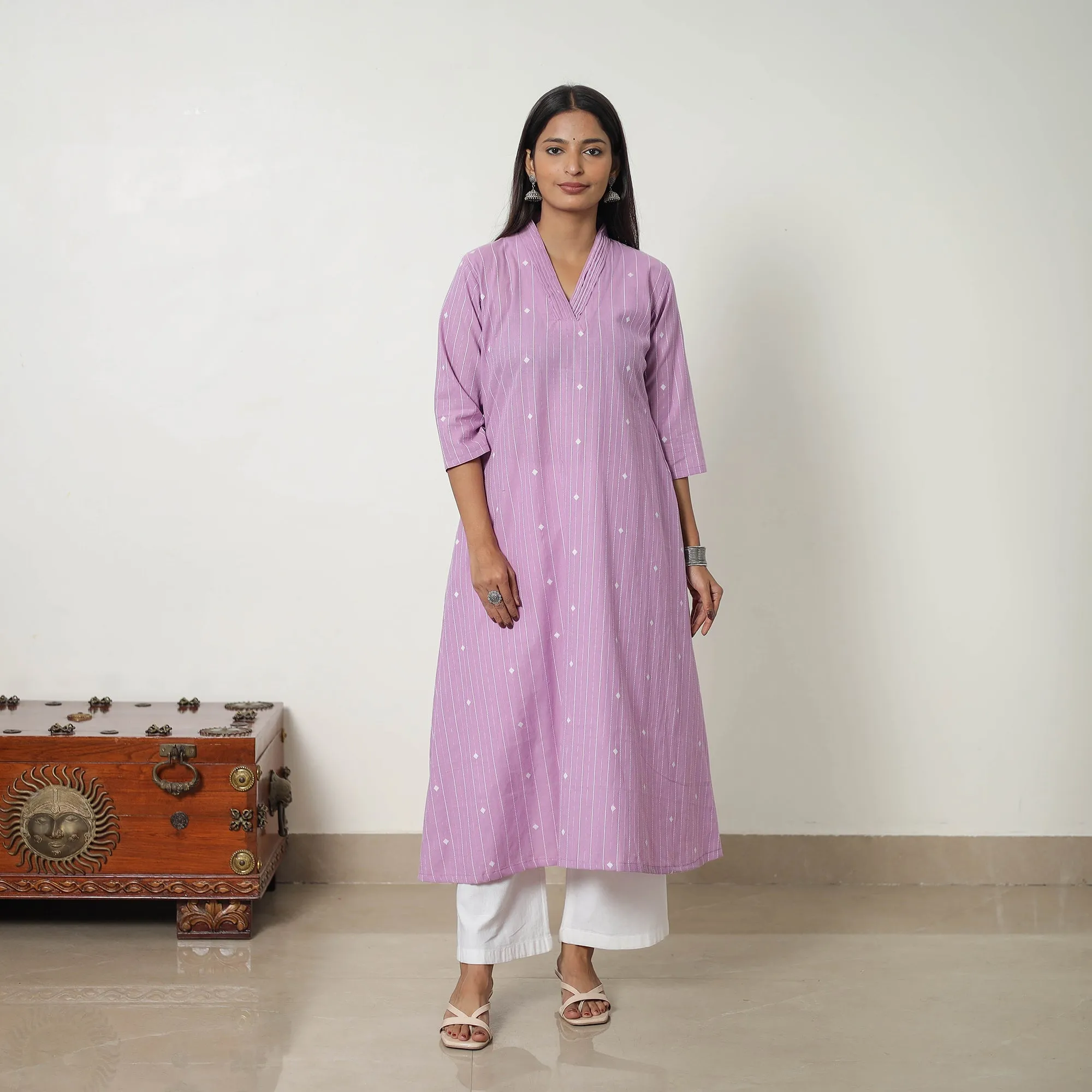 Purple - Pure Cotton Straight Jacquard Kurta 05 sold by Itokri product image thumbnail 2
