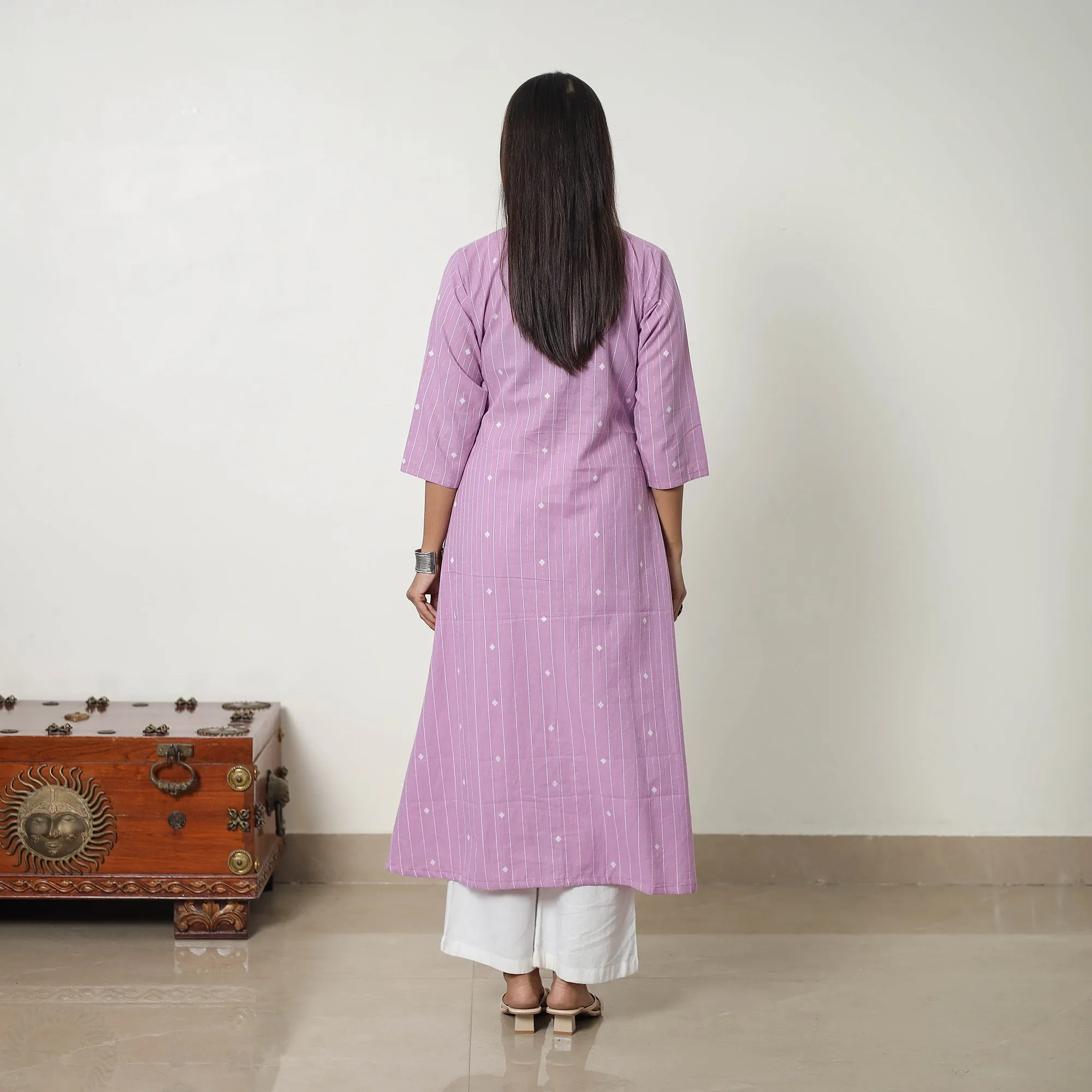 Purple - Pure Cotton Straight Jacquard Kurta 05 sold by Itokri product image thumbnail 4