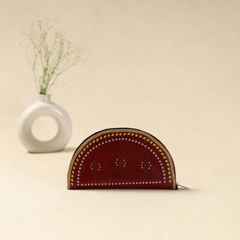 Maroon - Handcrafted Kutch Leather Clutch / Wallet 52 sold by Itokri