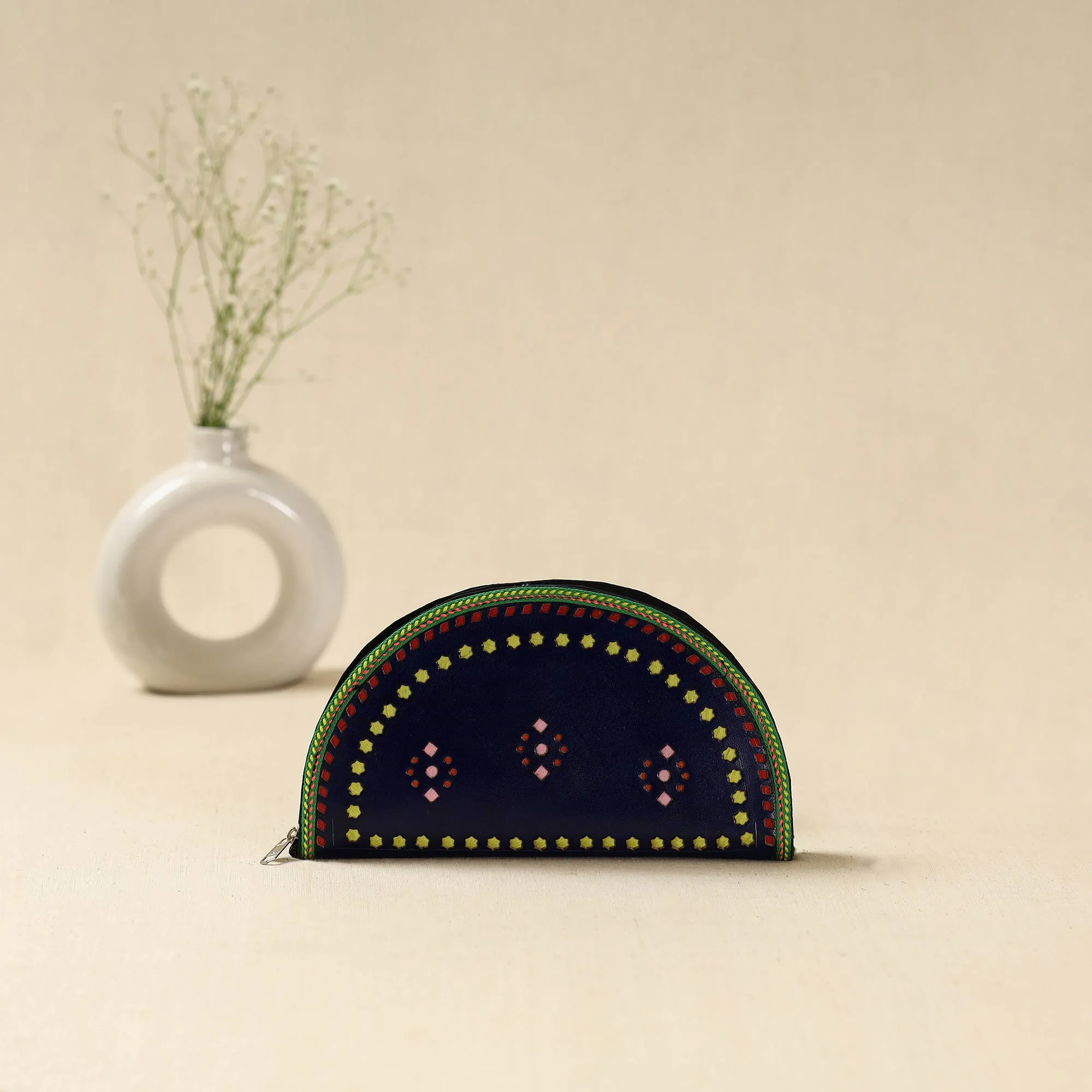 Blue - Handcrafted Kutch Leather Clutch / Wallet 51 sold by Itokri