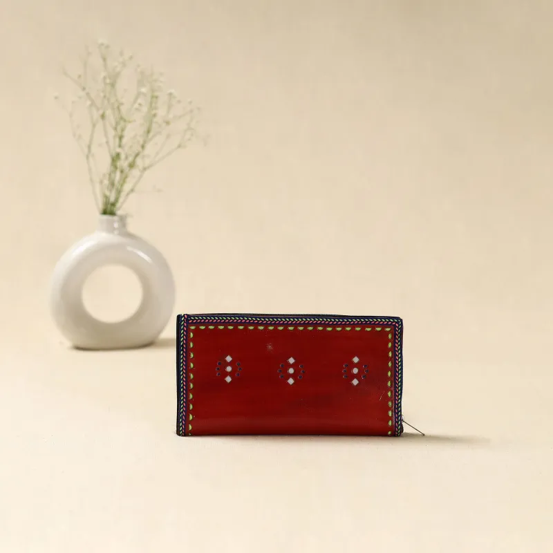 Red - Handcrafted Kutch Leather Clutch / Wallet 41 made by Itokri