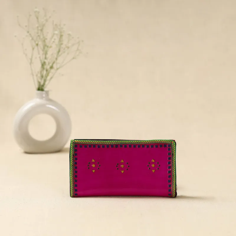 Pink - Handcrafted Kutch Leather Clutch / Wallet 39 made by Itokri