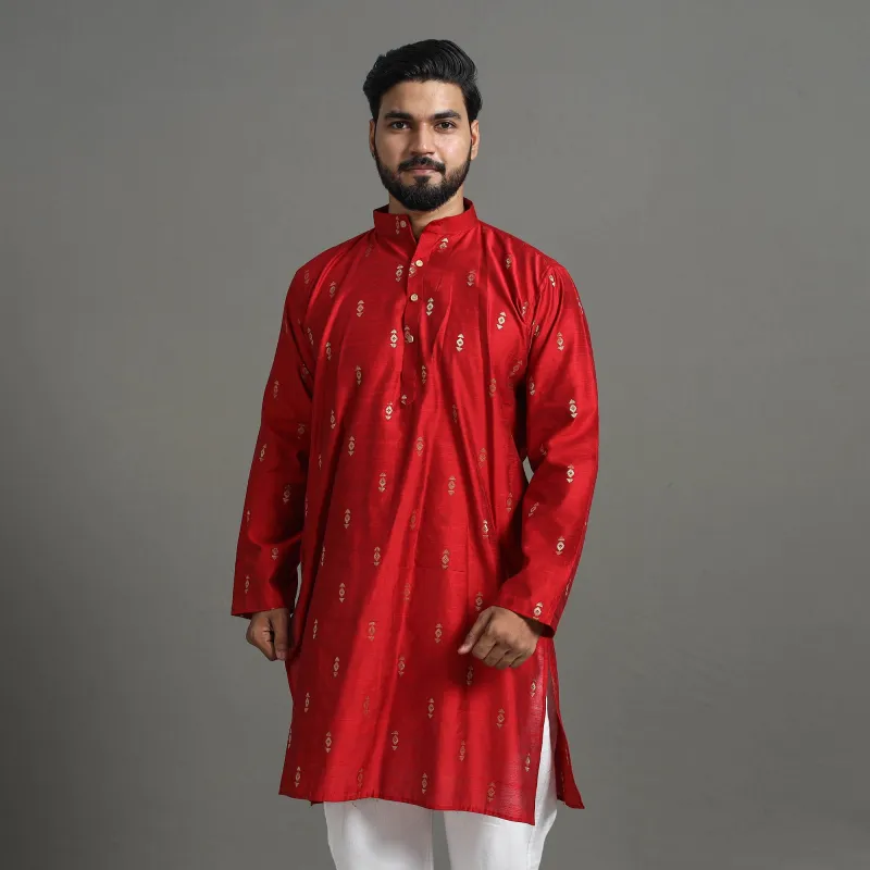 Zari Buti Spun Dupion Viscose Silk Plain Men Kurta 05 sold by Itokri