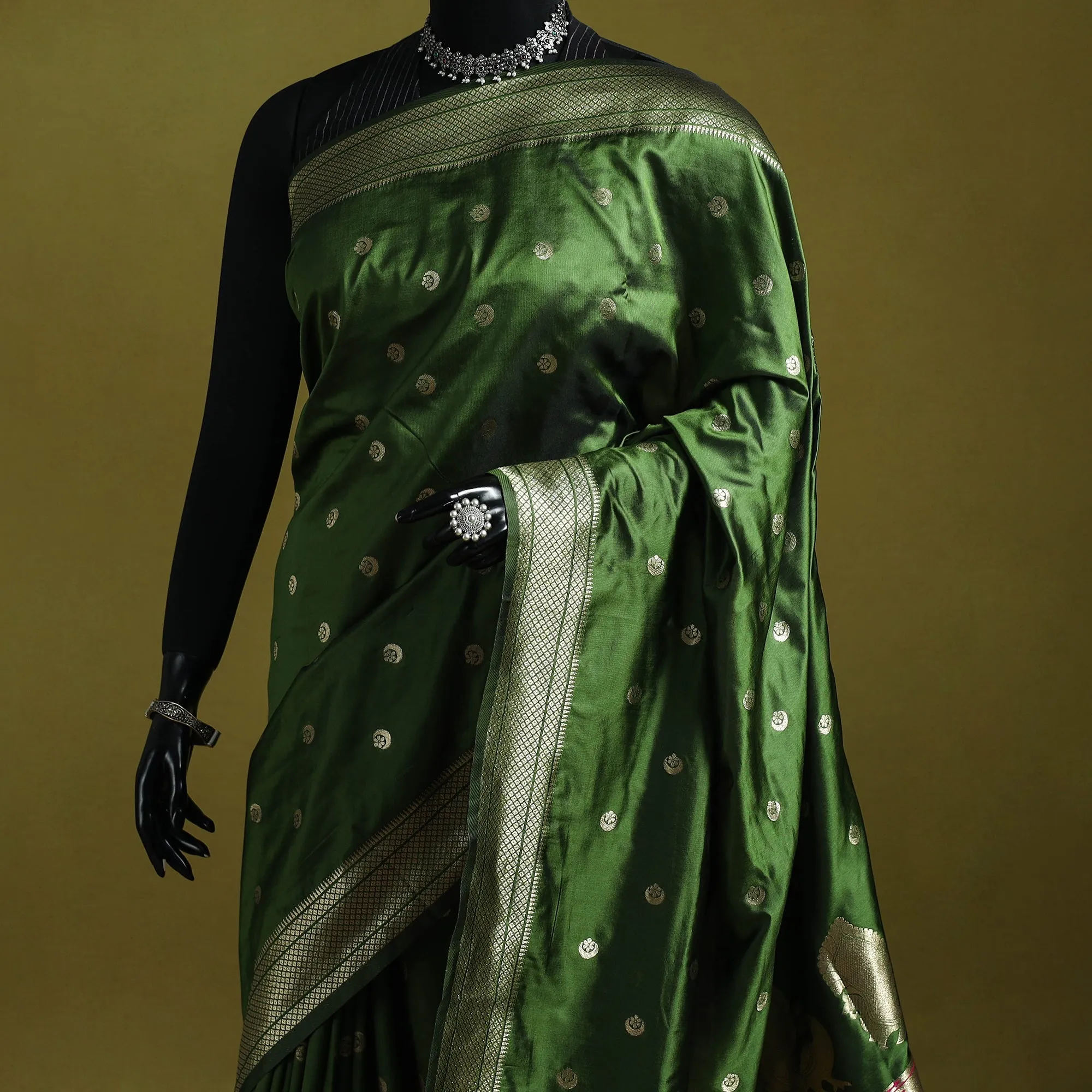 Green - Bangalore Silk Paithani Saree 15 sold by Itokri product image thumbnail 2