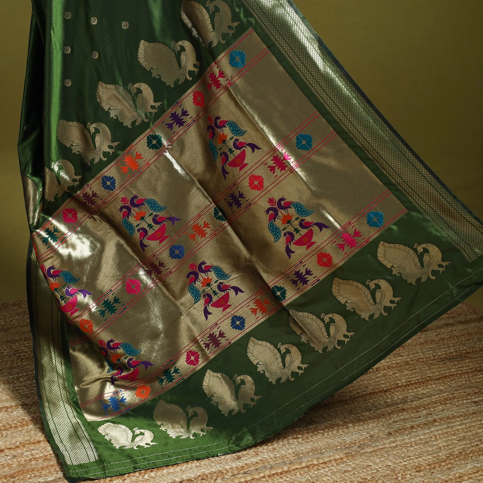 Green - Bangalore Silk Paithani Saree 15 sold by Itokri product image thumbnail 4
