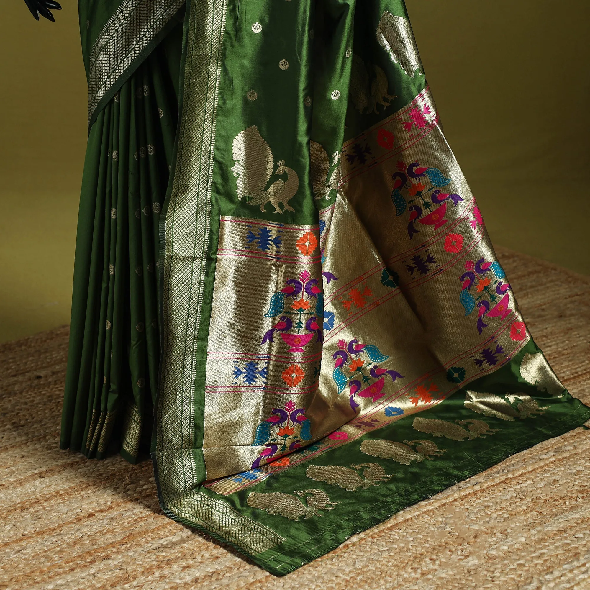 Green - Bangalore Silk Paithani Saree 15 sold by Itokri product image thumbnail 3