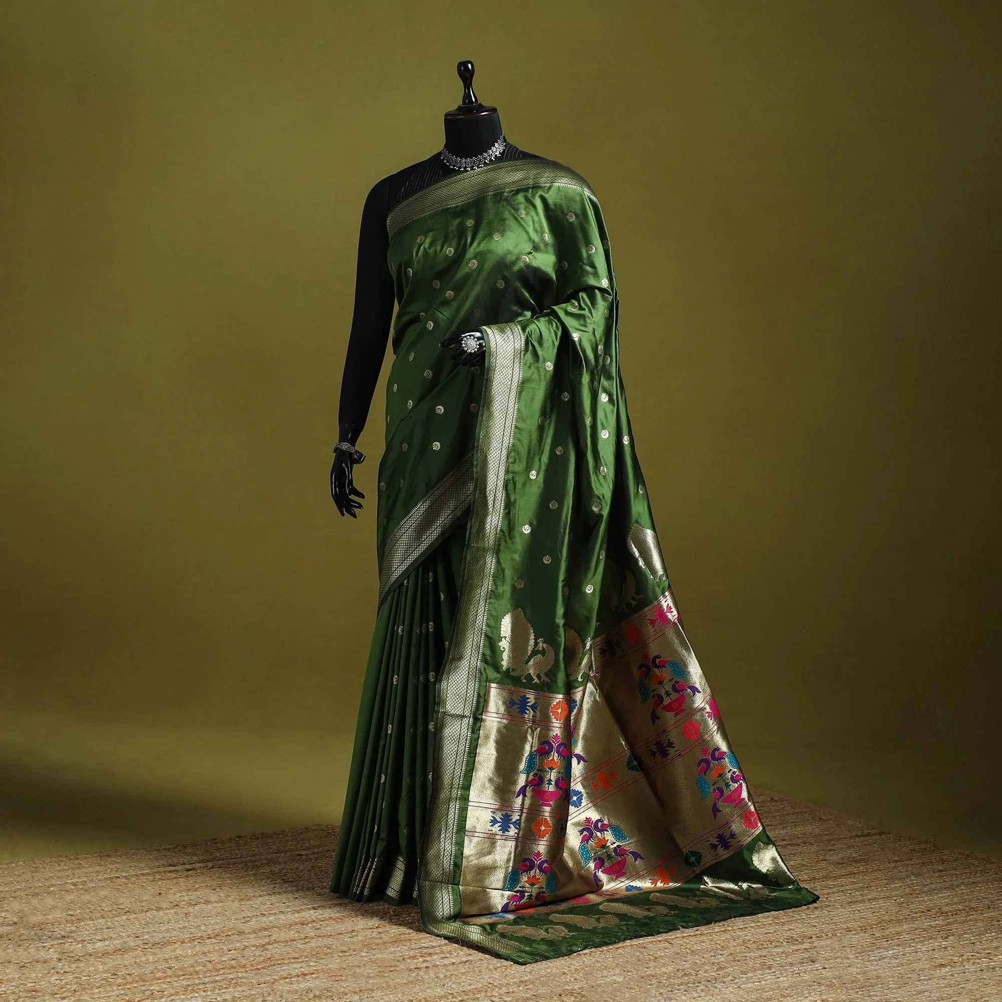 Green - Bangalore Silk Paithani Saree 15 sold by Itokri