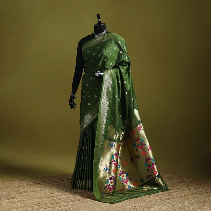 Green - Bangalore Silk Paithani Saree 13 sold by Itokri