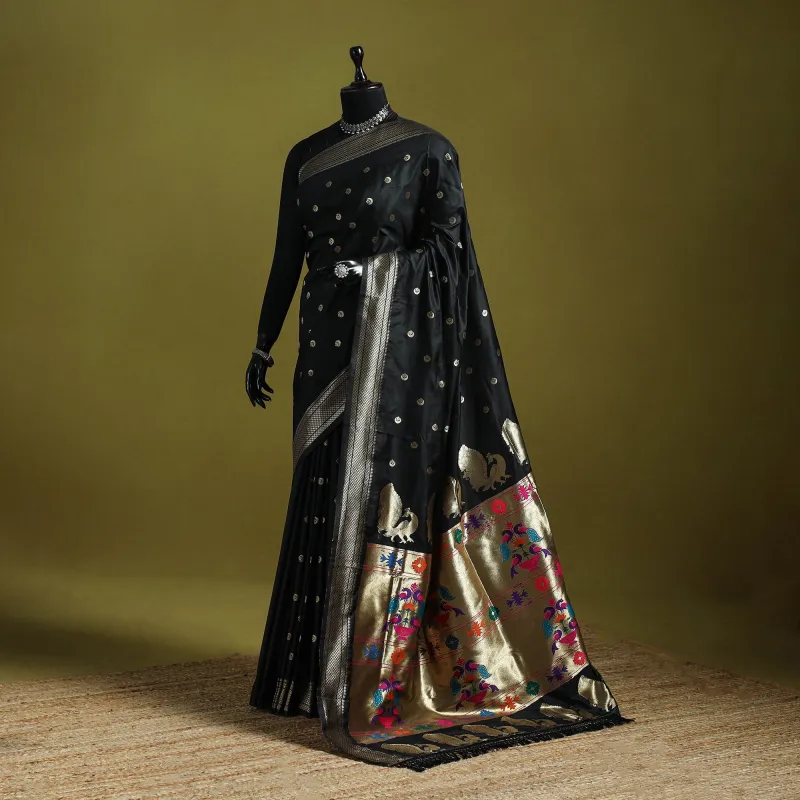 Black - Bangalore Silk Paithani Saree 10 sold by Itokri