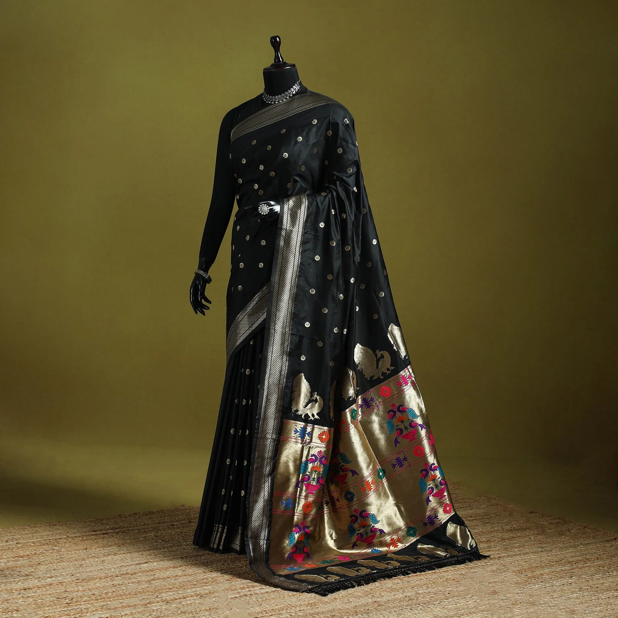 Black - Bangalore Silk Paithani Saree 10 sold by Itokri