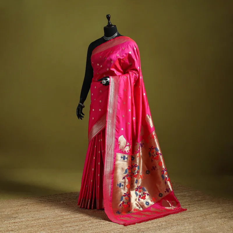 Pink - Bangalore Silk Paithani Saree 08 made by Itokri