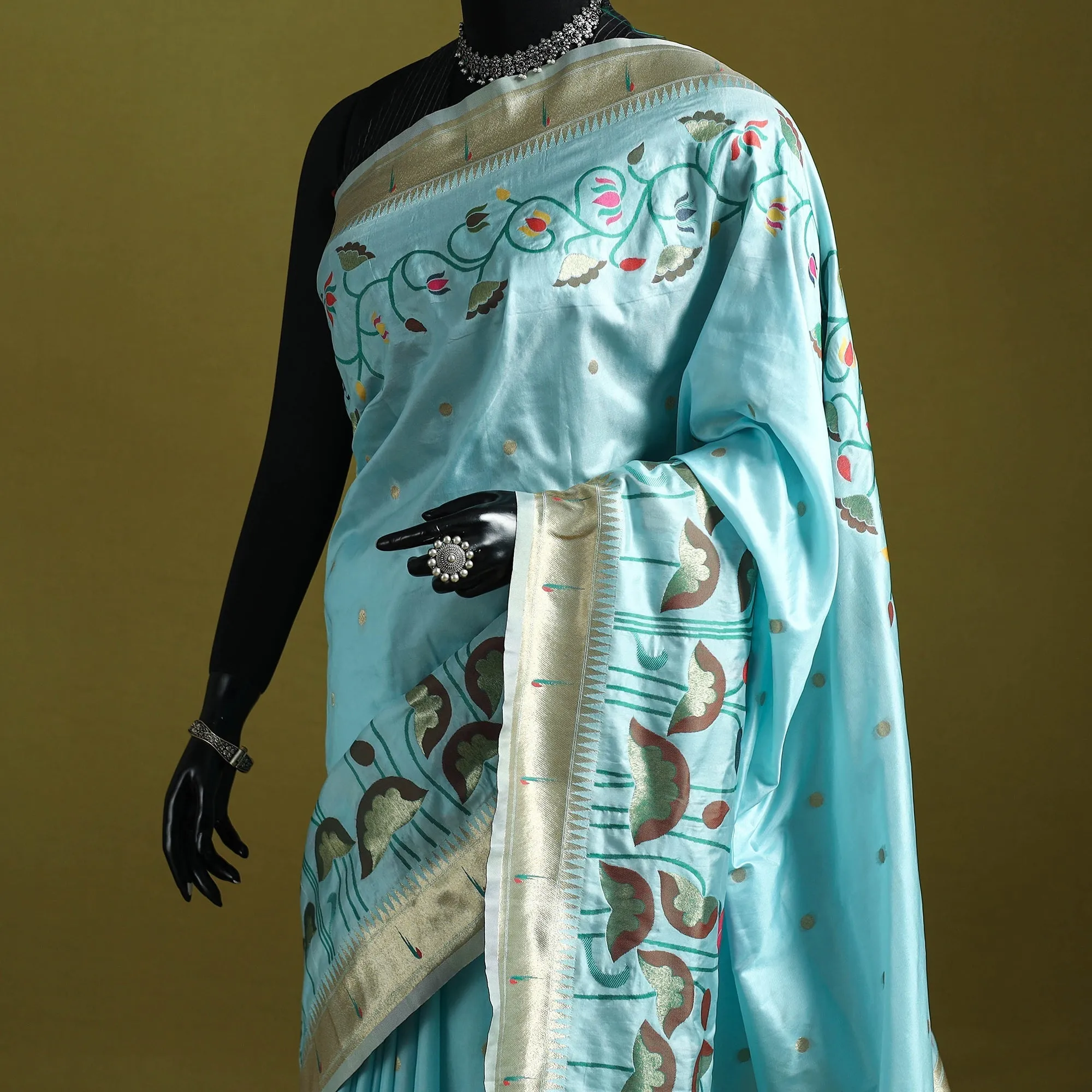 Blue - Bangalore Silk Paithani Saree 07 sold by Itokri product image thumbnail 2