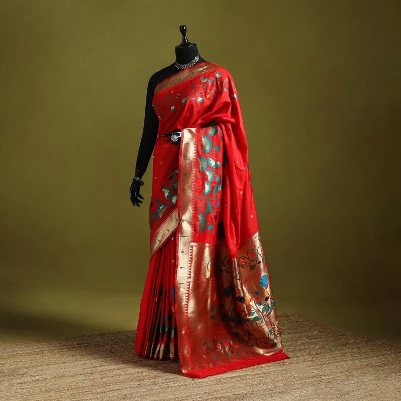 Red - Bangalore Silk Paithani Saree 03 sold by Itokri